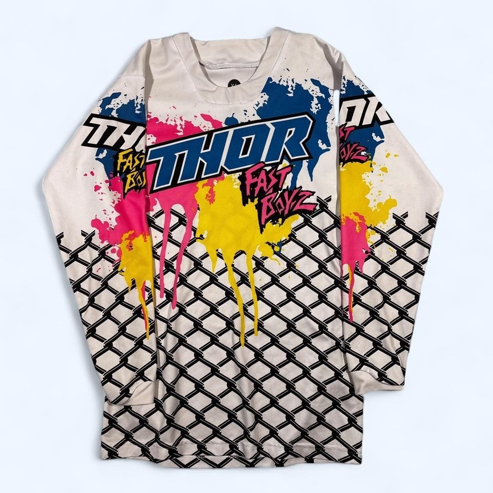 Youths Thor Fast Boyz White Motocross Athletic Long Sleeve Shirt XL